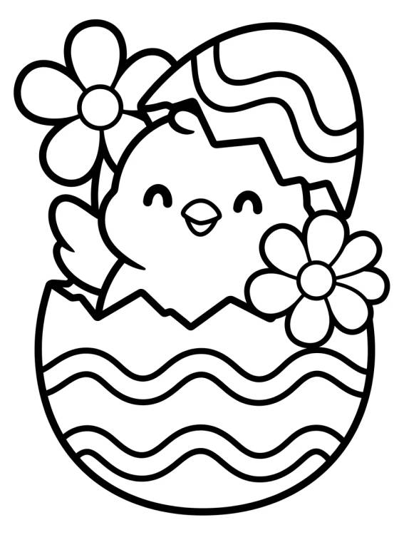 Pintinho Saindo do Ovo de Páscoa para colorir Desenho de Pintinho Saindo do Ovo de Páscoa para colorir e imprimir grátis