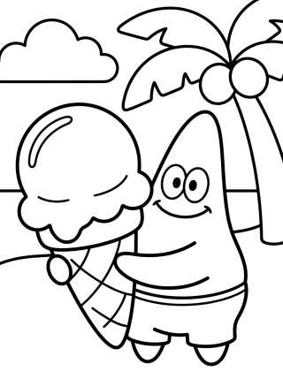 Patrick Estrela com Sorvete para colorir Desenho de Patrick Estrela com Sorvete para colorir e imprimir grátis