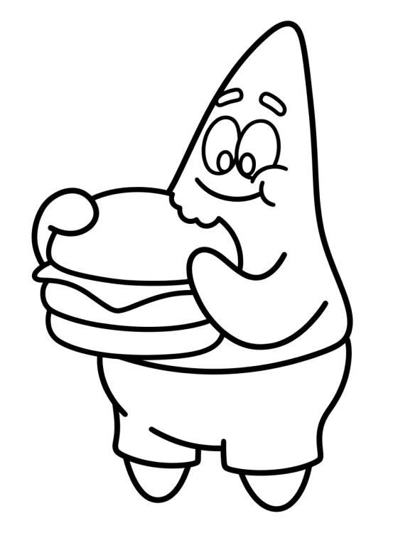 Patrick Estrela Comendo Hambúrguer de Siri para colorir Desenho de Patrick Estrela Comendo Hambúrguer de Siri para colorir e imprimir grátis