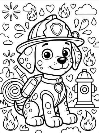 Marshall o Bombeiro Fofo para colorir Desenho de Marshall o Bombeiro Fofo para colorir e imprimir grátis