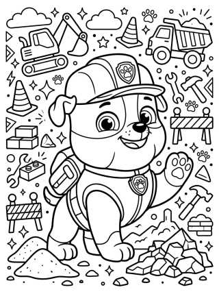 Rubble Construtor Kawaii para colorir Desenho de Rubble Construtor Kawaii para colorir e imprimir grátis