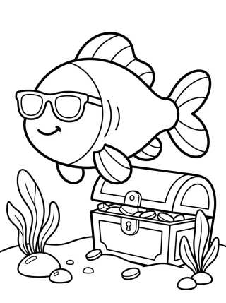 Peixe de Óculos Escuros para colorir Desenho de Peixe de Óculos Escuros para colorir e imprimir grátis