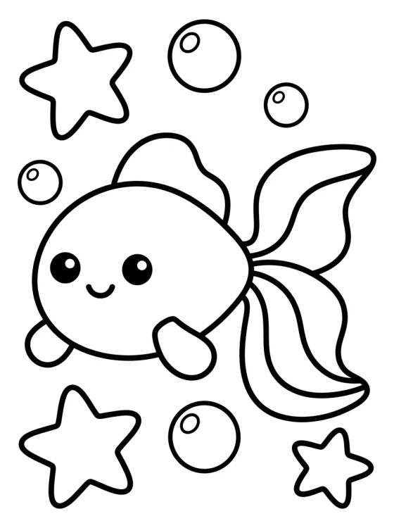 Peixinho Mágico com Estrelas para colorir Desenho de Peixinho Mágico com Estrelas para colorir e imprimir grátis