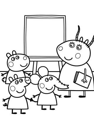 Peppa e Amigos na Escola com a Sra. Gazela para colorir Desenho de Peppa e Amigos na Escola com a Sra. Gazela para colorir e imprimir grátis