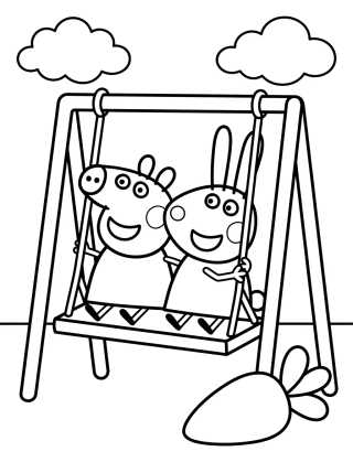 Peppa e Rebecca Coelho para colorir Desenho de Peppa e Rebecca Coelho para colorir e imprimir grátis