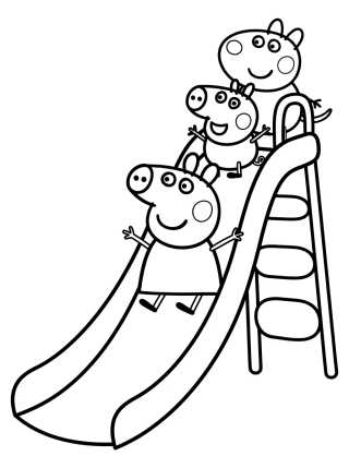 Peppa, George e o Pônei Pedro no Parquinho para colorir Desenho de Peppa, George e o Pônei Pedro no Parquinho para colorir e imprimir grátis