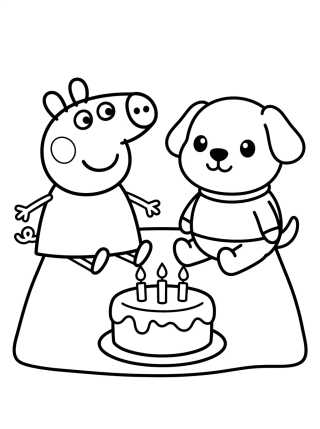 Peppa Pig e Danny Cão para colorir Desenho de Peppa Pig e Danny Cão para colorir e imprimir grátis