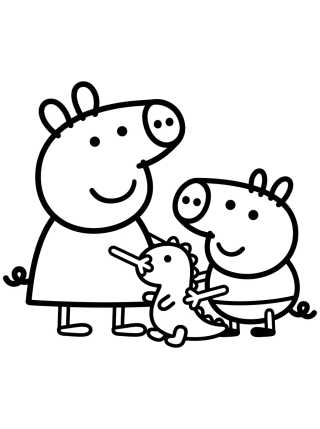 Peppa e George Brincando para colorir Desenho de Peppa e George Brincando para colorir e imprimir grátis