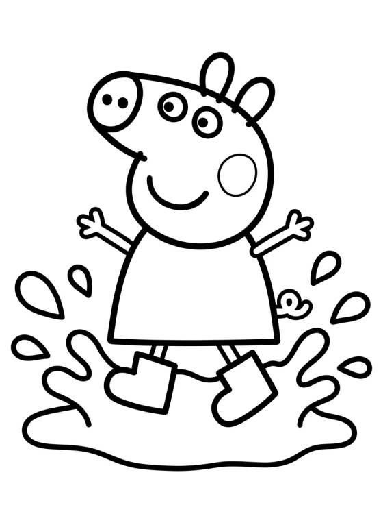 Peppa Pig Pulando na Lama para colorir Desenho de Peppa Pig Pulando na Lama para colorir e imprimir grátis