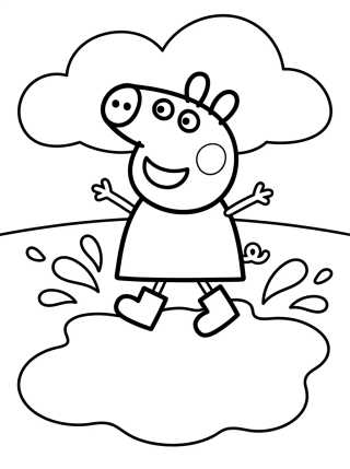 Peppa Pig Pulando na Lama para colorir Desenho de Peppa Pig Pulando na Lama para colorir e imprimir grátis