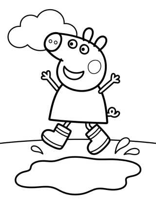 Peppa Pig Pulando na Poça de Lama para colorir Desenho de Peppa Pig Pulando na Poça de Lama para colorir e imprimir grátis