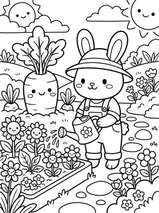 Coelhinha Jardinheira com Cenoura para colorir Desenho de Coelhinha Jardinheira com Cenoura para colorir e imprimir grátis