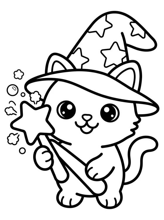 Gatinho Mago Mágico para colorir Desenho de Gatinho Mago Mágico para colorir e imprimir grátis