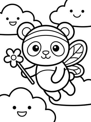Panda Fada com Asinhas para colorir Desenho de Panda Fada com Asinhas para colorir e imprimir grátis