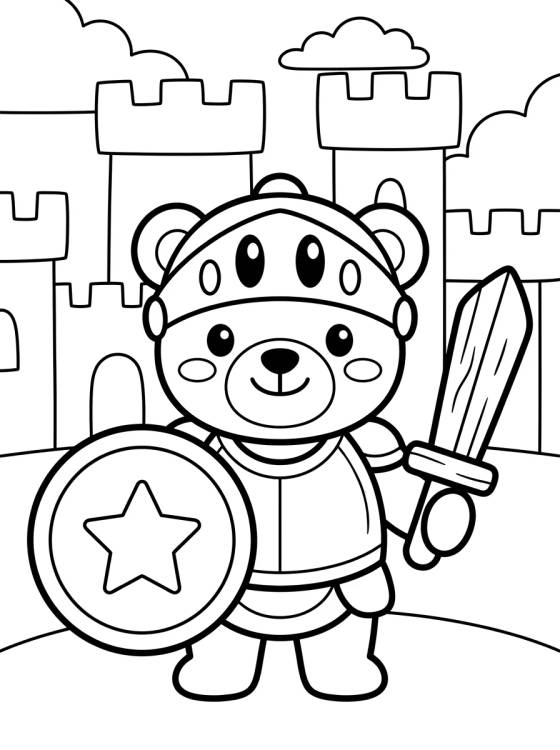 Ursinho Cavaleiro Corajoso para colorir Desenho de Ursinho Cavaleiro Corajoso para colorir e imprimir grátis