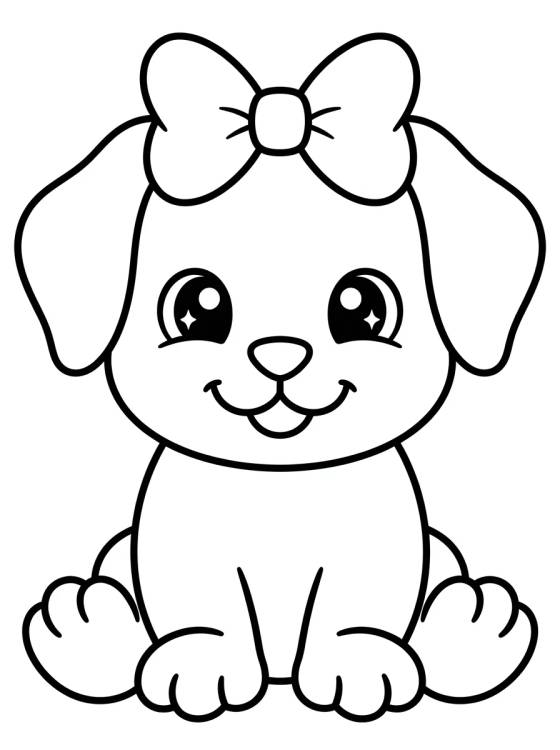 Cachorrinho Fofo com Laço para colorir Desenho de Cachorrinho Fofo com Laço para colorir e imprimir grátis