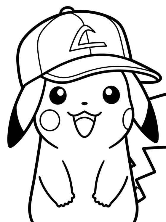 Pikachu com Boné de Treinador para colorir Desenho de Pikachu com Boné de Treinador para colorir e imprimir grátis