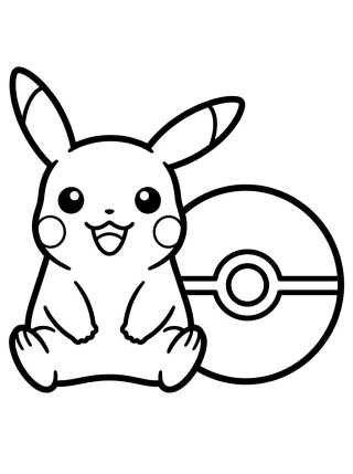 Pikachu com Pokébola para colorir Desenho de Pikachu com Pokébola para colorir e imprimir grátis