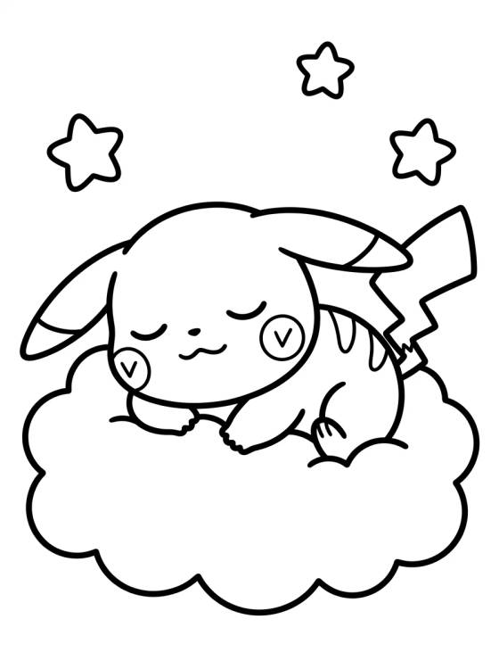 Pikachu Dormindo para colorir Desenho de Pikachu Dormindo para colorir e imprimir grátis