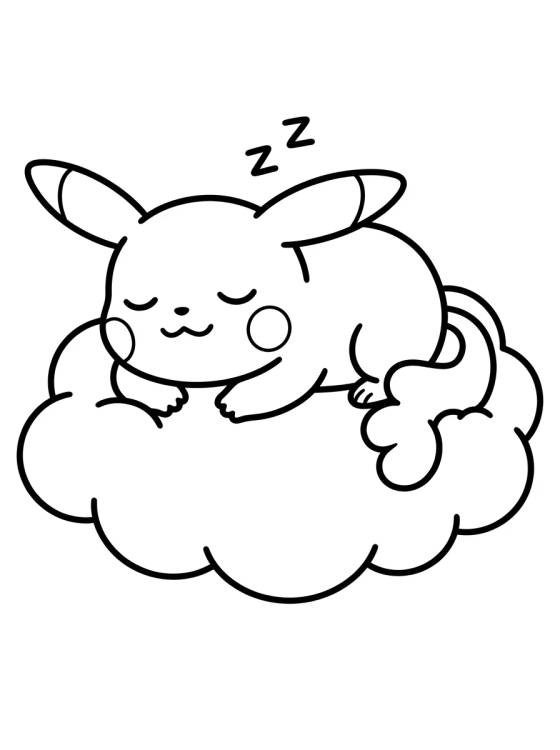 Pikachu Dormindo na Nuvem para colorir Desenho de Pikachu Dormindo na Nuvem para colorir e imprimir grátis