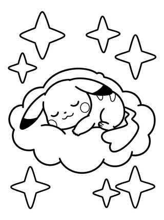 Pikachu Dormindo na Nuvem para colorir Desenho de Pikachu Dormindo na Nuvem para colorir e imprimir grátis