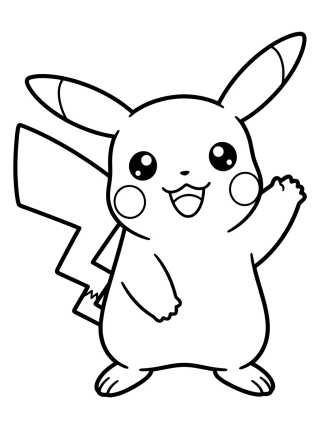 Pikachu Fofo Acenando para colorir Desenho de Pikachu Fofo Acenando para colorir e imprimir grátis