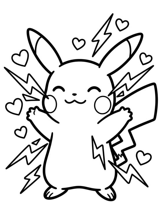 Pikachu Soltando Raios para colorir Desenho de Pikachu Soltando Raios para colorir e imprimir grátis