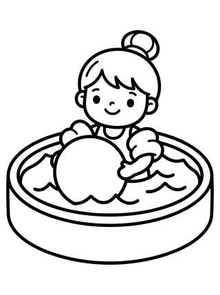 Criança Brincando com Bola na Piscina para colorir Desenho de Criança Brincando com Bola na Piscina para colorir e imprimir grátis
