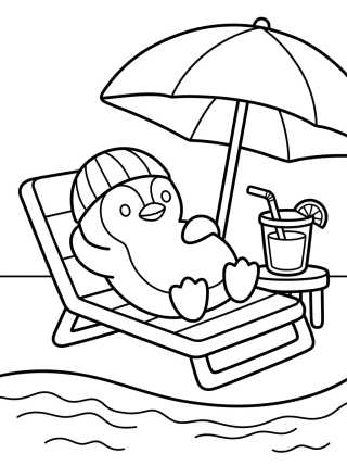 Pinguim Relaxando na Beira da Piscina para colorir Desenho de Pinguim Relaxando na Beira da Piscina para colorir e imprimir grátis