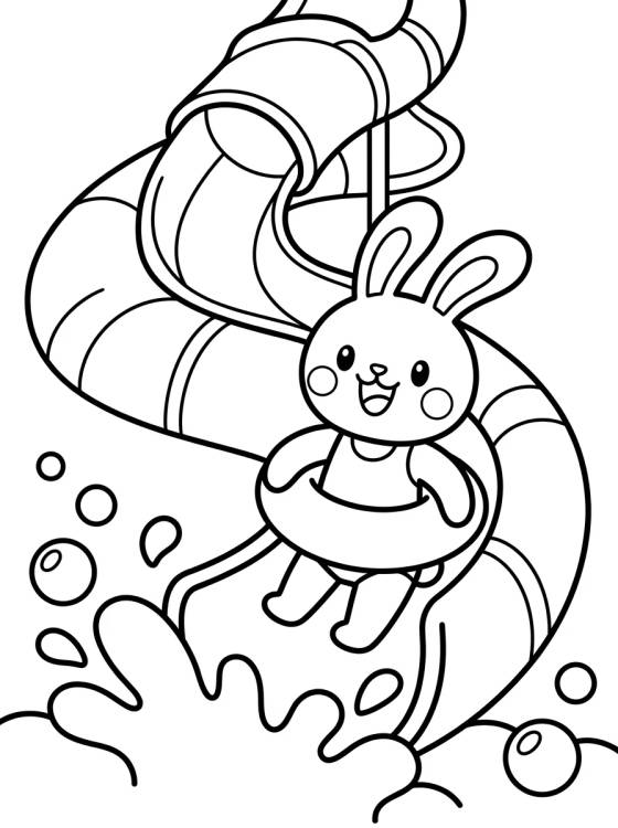 Tobogã Divertido da Piscina para colorir Desenho de Tobogã Divertido da Piscina para colorir e imprimir grátis