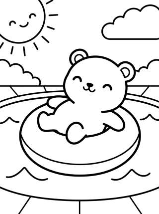 Coleção de desenhos para colorir: Dia na Piscina para Colorir