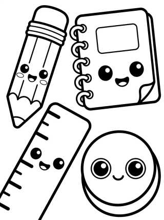 Adesivos de Materiais Escolares para colorir Desenho de Adesivos de Materiais Escolares para colorir e imprimir grátis