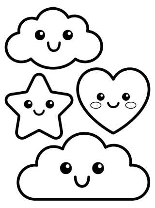 Cartela de Adesivos Kawaii para colorir Desenho de Cartela de Adesivos Kawaii para colorir e imprimir grátis