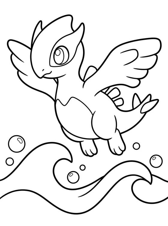 Lugia Kawaii no Oceano para colorir Desenho de Lugia Kawaii no Oceano para colorir e imprimir grátis