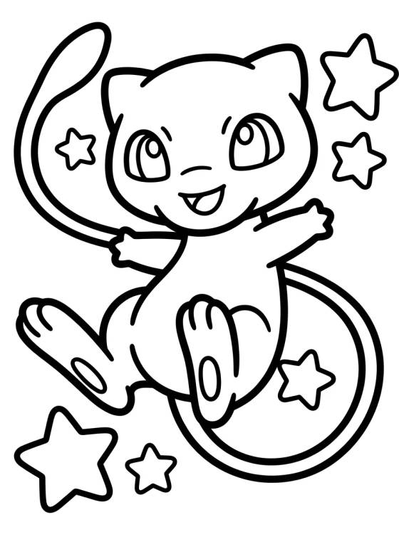 Mew Fofo e Sorridente para colorir Desenho de Mew Fofo e Sorridente para colorir e imprimir grátis