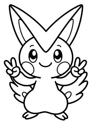 Victini Vitorioso para colorir Desenho de Victini Vitorioso para colorir e imprimir grátis