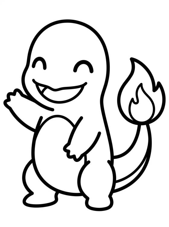 Charmander Feliz com Pequenas Chamas para colorir Desenho de Charmander Feliz com Pequenas Chamas para colorir e imprimir grátis