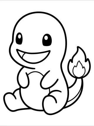 Charmander Kawaii Sorrindo para colorir Desenho de Charmander Kawaii Sorrindo para colorir e imprimir grátis