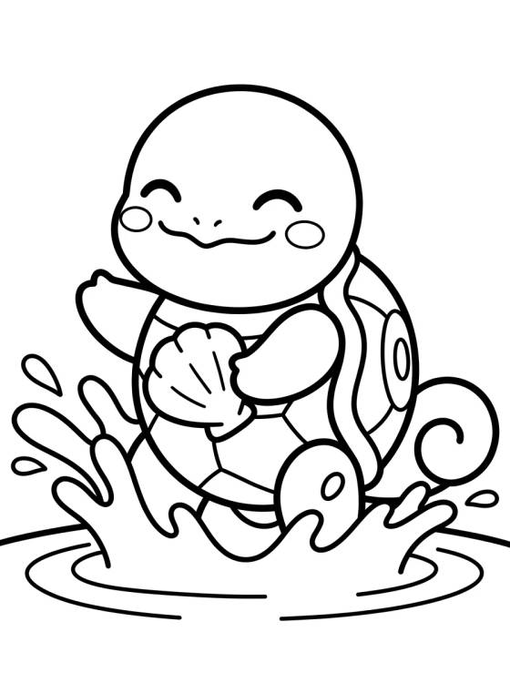 Squirtle Fofinho na Água para colorir Desenho de Squirtle Fofinho na Água para colorir e imprimir grátis