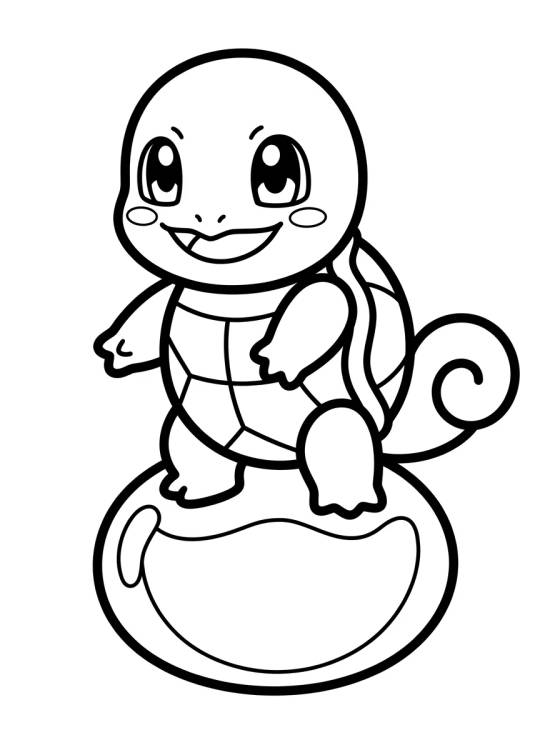 Squirtle Kawaii Brincando na Água para colorir Desenho de Squirtle Kawaii Brincando na Água para colorir e imprimir grátis