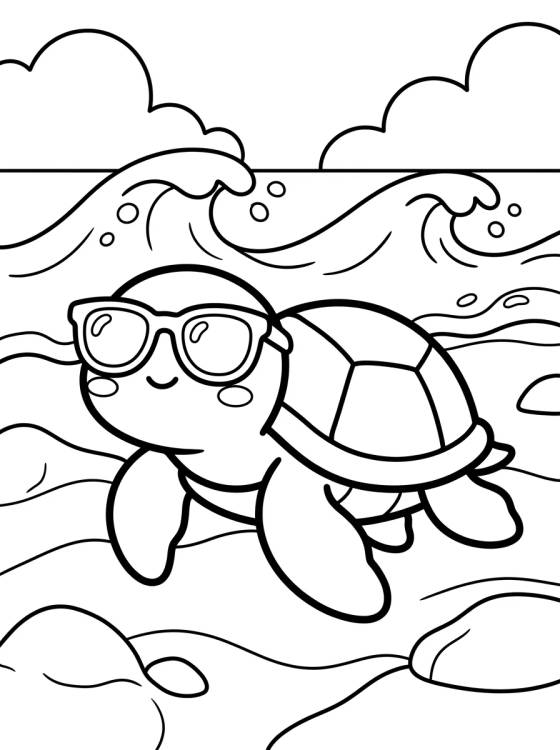 Tartaruga de Praia na Areia para colorir Desenho de Tartaruga de Praia na Areia para colorir e imprimir grátis