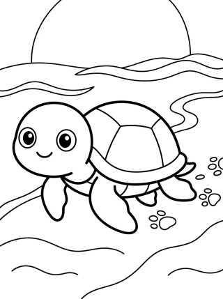 Tartaruguinha Caminhando na Areia para colorir Desenho de Tartaruguinha Caminhando na Areia para colorir e imprimir grátis