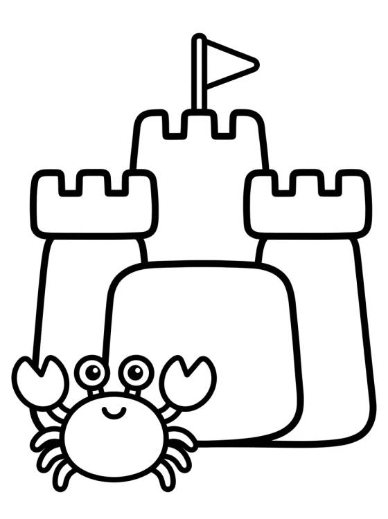 Castelo de Areia com Caranguejinho para colorir Desenho de Castelo de Areia com Caranguejinho para colorir e imprimir grátis