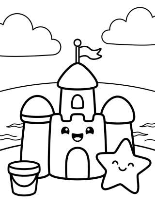 Coleção de desenhos para colorir: Praia e Verão Fofo