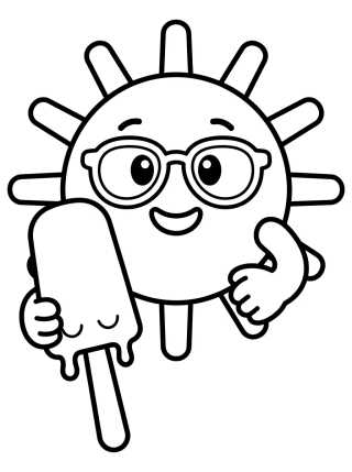 Sol de Verão Comendo Picolé para colorir Desenho de Sol de Verão Comendo Picolé para colorir e imprimir grátis