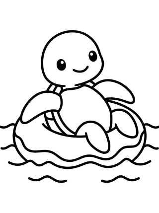 Tartaruga Fofa de Boia na Água para colorir Desenho de Tartaruga Fofa de Boia na Água para colorir e imprimir grátis