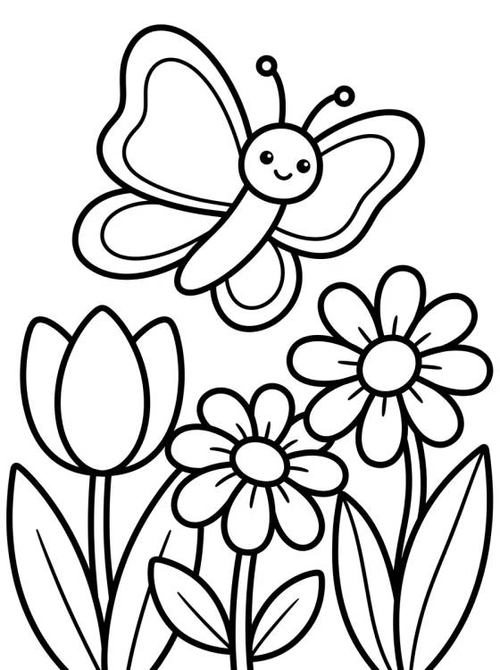Borboleta no Jardim para colorir Desenho de Borboleta no Jardim para colorir e imprimir grátis