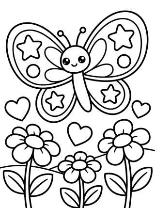 Borboleta voando no Jardim para colorir Desenho de Borboleta voando no Jardim para colorir e imprimir grátis
