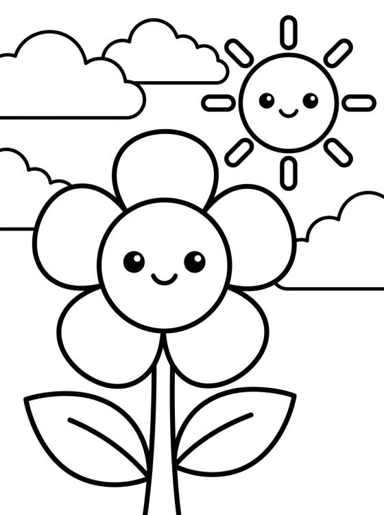 Flor Fofa Sorridente para colorir Desenho de Flor Fofa Sorridente para colorir e imprimir grátis