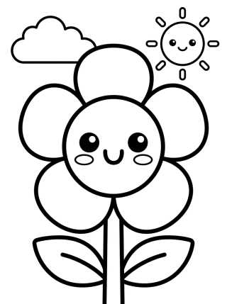 Flor Fofa Sorrindo para colorir Desenho de Flor Fofa Sorrindo para colorir e imprimir grátis